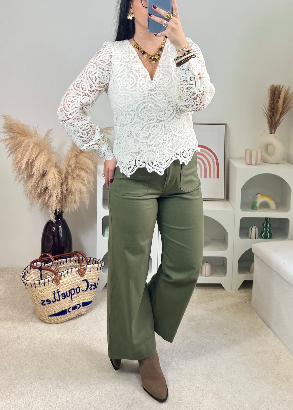 Pantalon Éliza Kaki