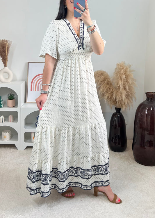 Robe Nina Écru/Marine