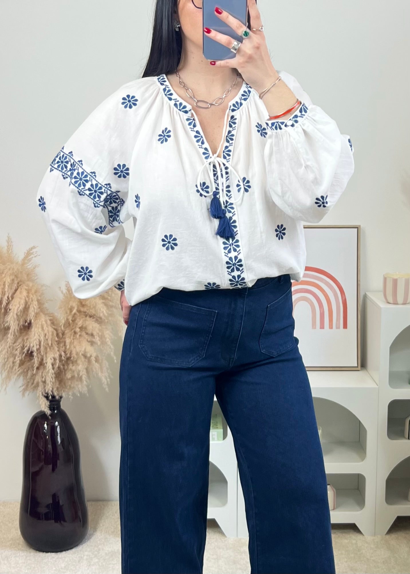 Blouse Gaby Ecru/Marine